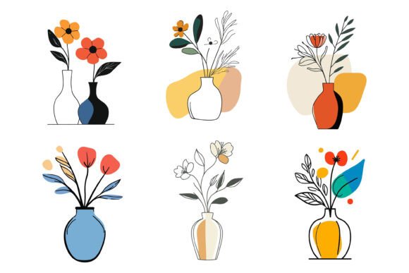Colorful Floral in Vase: Vibrant Vector Artwork for Diverse Projects
