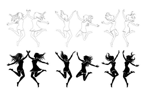 Cute Fairy Silhouette Illustration Set