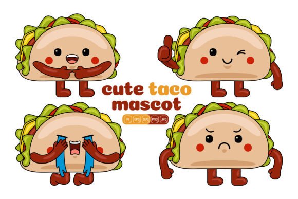 Cute Taco Mascot Vector Pack 01