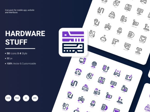 Hardware Stuff Icon Pack – 200 Stylish Icons