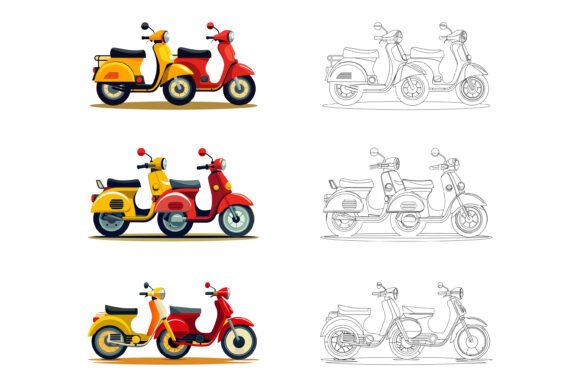 Motorcycles and Scooters: Unlock Creative Freedom with Professional Illustration Sets