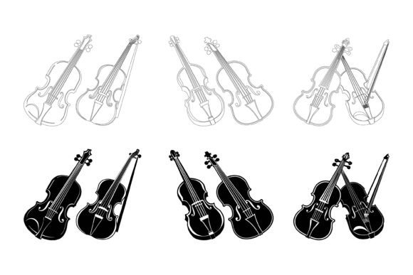 Set of Vector Violins and Bows