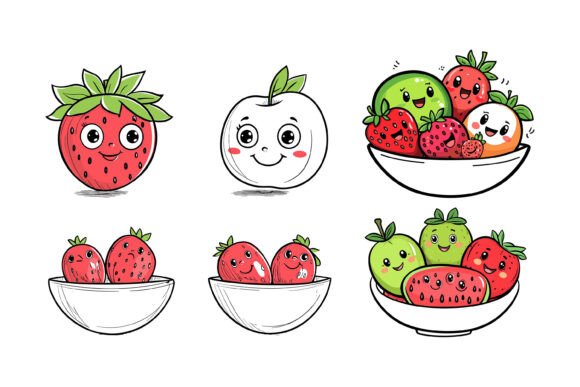 Strawberry Cartoon Design: AI EPS Illustration Set
