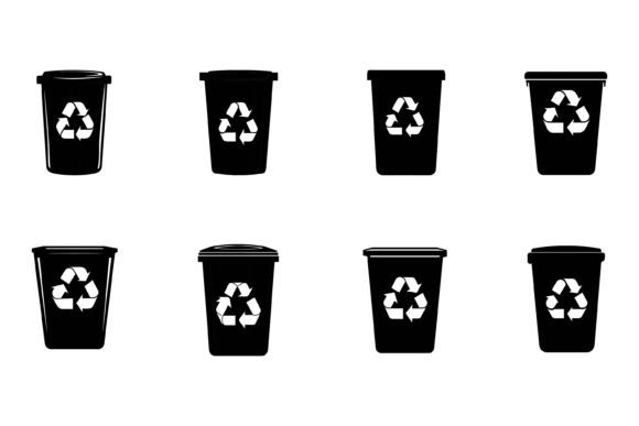Trash Can Vector Icon Set: Clear, Editable Graphics